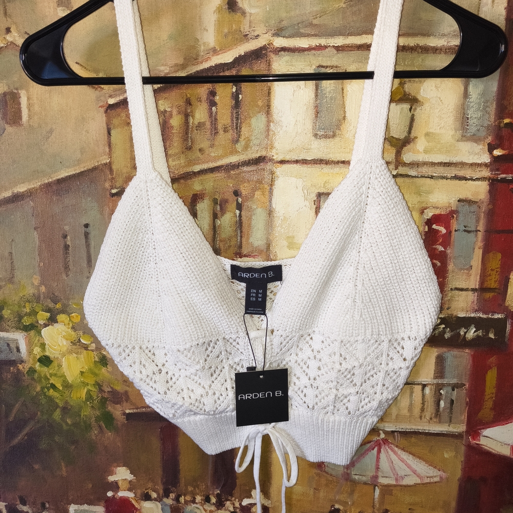 Arden B White Knit Crop Top
